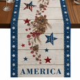 thumbnail image 1 of Table Runners 70 Inches Long Dress Scarves, Independence Day Farmhouse Coffee/Dining/Kitchen Table Decor, Holiday Table Runner, Red Blue Stars Stripes Flag Wooden 13x70 Inch, 1 of 9