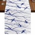 thumbnail image 1 of Table Runners 70 Inches Long Dress Scarves, Navy Blue Branches Birds Farmhouse Coffee/Dining/Kitchen Table Decor, Holiday Table Runner, Abstract Forest Silhouettes 13x70 Inch, 1 of 9