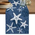 thumbnail image 1 of Table Runners 70 Inches Long Dress Scarves, Navy Blue Starfish Farmhouse Coffee/Dining/Kitchen Table Decor, Holiday Table Runner, Coral Shell Ocean Vintage Coastal 13x70 Inch, 1 of 9