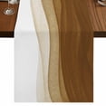 thumbnail image 1 of Table Runners 70 Inches Long Dress Scarves, Ombre Waves Farmhouse Coffee/Dining/Kitchen Table Decor, Holiday Table Runner, Abstract Art Gradient Brown Modern 13x70 Inch, 1 of 9