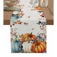thumbnail image 1 of Table Runners 70 Inches Long Dress Scarves, Orange Blue Pumpkins Farmhouse Coffee/Dining/Kitchen Table Decor, Holiday Table Runner, Thanksgiving Fall Leaves Farmhouse 13x70 Inch, 1 of 7