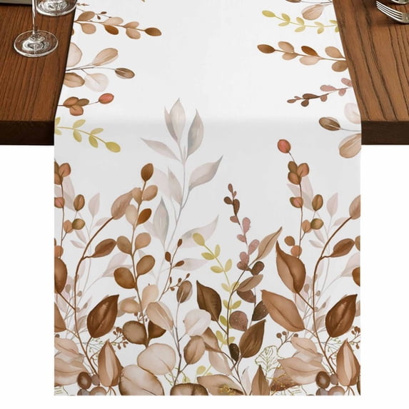 Table Runners 70 Inches Long Dress Scarves, Orange Brown Eucalyptus Farmhouse Coffee/Dining/Kitchen Table Decor, Holiday Table Runner, Watercolor Spring Weeping Botanical 13x70 Inch