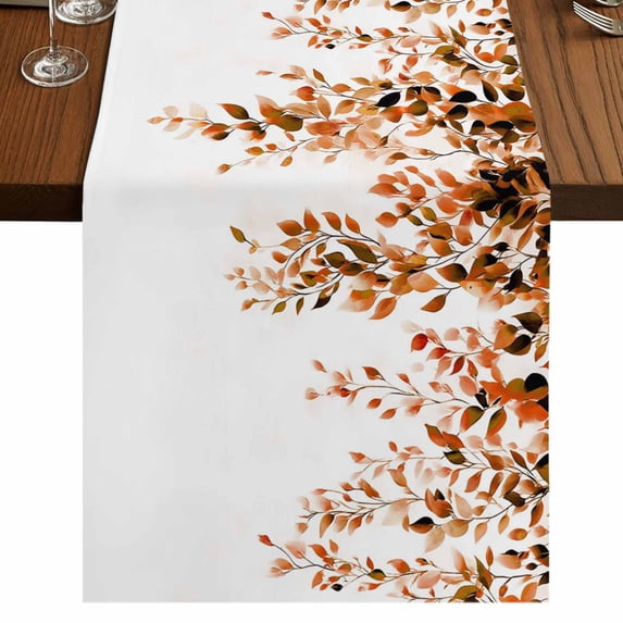 Table Runners 70 Inches Long Dress Scarves, Orange Eucalyptus Farmhouse Coffee/Dining/Kitchen Table Decor, Holiday Table Runner, Fall Weeping Botanical Leaf Watercolor 13x70 Inch