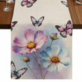 thumbnail image 1 of Table Runners 70 Inches Long Dress Scarves, Pink Blue Floral Farmhouse Coffee/Dining/Kitchen Table Decor, Holiday Table Runner, Butterflies Retro Oil Painting 13x70 Inch, 1 of 9
