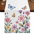 thumbnail image 1 of Table Runners 70 Inches Long Dress Scarves, Pink Flowers Farmhouse Coffee/Dining/Kitchen Table Decor, Holiday Table Runner, Spring Floral Butterfly Leaves Plants Pastoral 13x70 Inch, 1 of 9