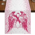 thumbnail image 1 of Table Runners 70 Inches Long Dress Scarves, Pink Ribbon Farmhouse Coffee/Dining/Kitchen Table Decor, Holiday Table Runner, Wings Romantic Love Heart Flowers Vintage 13x70 Inch, 1 of 9