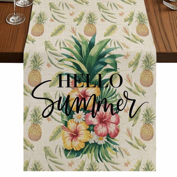Table Runners 70 Inches Long Dress Scarves, Pink Yellow Floral Farmhouse Coffee/Dining/Kitchen Table Decor, Holiday Table Runner, Green Summer Botanical Rustic 13x70 Inch