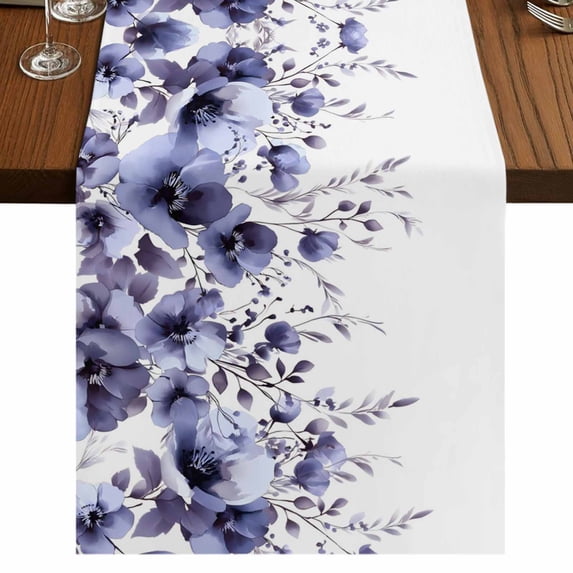 Table Runners 70 Inches Long Dress Scarves, Purple Blooms Floral Farmhouse Coffee/Dining/Kitchen Table Decor, Holiday Table Runner, Farmhouse Spring Flowers Botanical 13x70 Inch