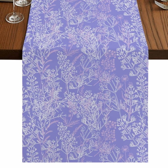 Table Runners 70 Inches Long Dress Scarves, Purple Flowers Farmhouse Coffee/Dining/Kitchen Table Decor, Holiday Table Runner, Spring Vintage Flowers Country Plants 13x70 Inch