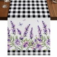thumbnail image 1 of Table Runners 70 Inches Long Dress Scarves, Purple Lavenders Farmhouse Coffee/Dining/Kitchen Table Decor, Holiday Table Runner, Spring Floral Black Plaid Farmhouse 13x70 Inch, 1 of 9