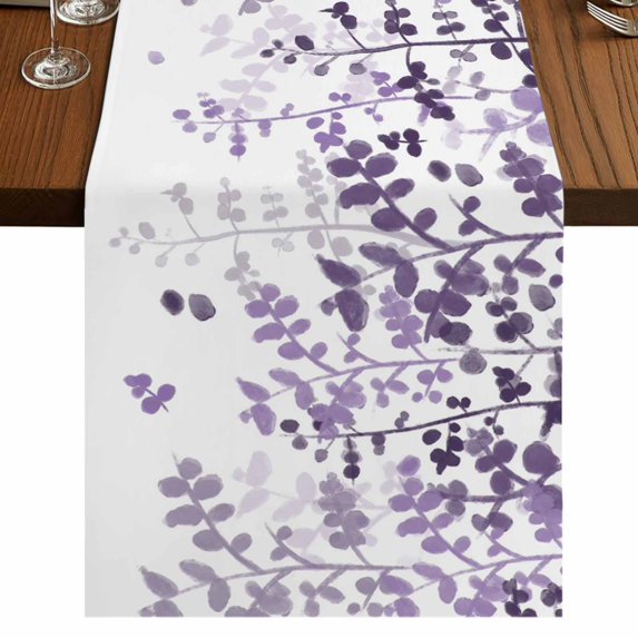 Table Runners 70 Inches Long Dress Scarves, Purple Leaves Farmhouse Coffee/Dining/Kitchen Table Decor, Holiday Table Runner, Summer Botanical 13x70 Inch