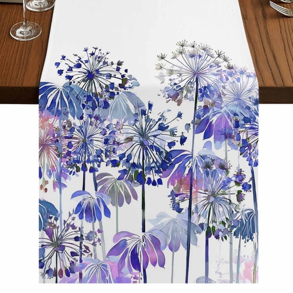 Table Runners 70 Inches Long Dress Scarves, Purple Onion Flowers Farmhouse Coffee/Dining/Kitchen Table Decor, Holiday Table Runner, Spring Floral Dandelion Botanical 13x70 Inch