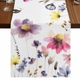 thumbnail image 1 of Table Runners 70 Inches Long Dress Scarves, Purple Spring Floral Farmhouse Coffee/Dining/Kitchen Table Decor, Holiday Table Runner, Pink Flowers Farmhouse Watercolor 13x70 Inch, 1 of 9