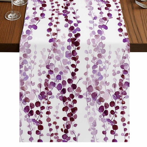 Table Runners 70 Inches Long Dress Scarves, Purple Weeping Eucalyptus Farmhouse Coffee/Dining/Kitchen Table Decor, Holiday Table Runner, Spring Summer Farmhouse Leaves 13x70 Inch