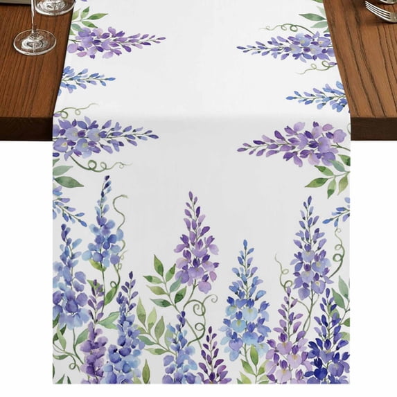 Table Runners 70 Inches Long Dress Scarves, Purple Weeping Flowers Farmhouse Coffee/Dining/Kitchen Table Decor, Holiday Table Runner, Spring Floral Elegant Pastoral 13x70 Inch