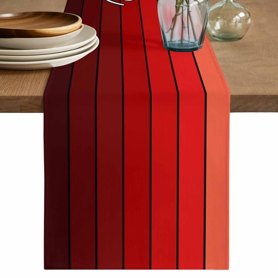 Table Runners 70 Inches Long Dress Scarves, Red Wooden Grain Farmhouse Coffee/Dining/Kitchen Table Decor, Holiday Table Runner, Farmhouse Ombre Wood Stripes Rustic 13x70 Inch
