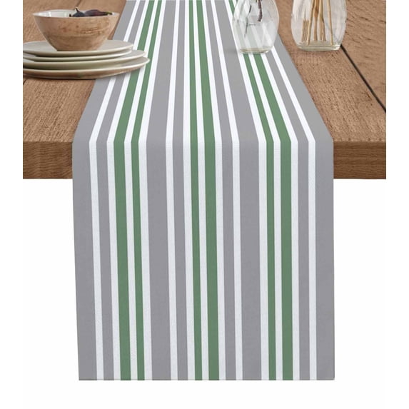 Table Runners 70 Inches Long Dress Scarves, Sage Green Grey Striped Farmhouse Coffee/Dining/Kitchen Table Decor, Holiday Table Runner, Horizontal Lines Simple Minimalist 13x70 Inch