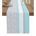 thumbnail image 1 of Table Runners 70 Inches Long Dress Scarves, Sky Blue Grey Farmhouse Coffee/Dining/Kitchen Table Decor, Holiday Table Runner, Chic Garden Floral Stripe Embroidery Design 13x70 Inch, 1 of 7