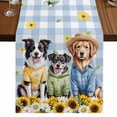 thumbnail image 1 of Table Runners 70 Inches Long Dress Scarves, Spring Dog Farmhouse Coffee/Dining/Kitchen Table Decor, Holiday Table Runner, Sunflower Daisy Botanical Blue Plaid 13x70 Inch, 1 of 9