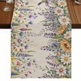 thumbnail image 1 of Table Runners 70 Inches Long Dress Scarves, Spring Floral Farmhouse Coffee/Dining/Kitchen Table Decor, Holiday Table Runner, Daisy Sunflowers Wisteria Hummingbird Beige 13x70 Inch, 1 of 9