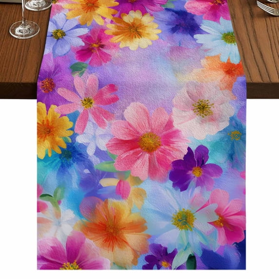 Table Runners 70 Inches Long Dress Scarves, Spring Floral Farmhouse Coffee/Dining/Kitchen Table Decor, Holiday Table Runner, Pink Flowers Farmhouse Elegant Pastoral 13x70 Inch