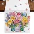 thumbnail image 1 of Table Runners 70 Inches Long Dress Scarves, Spring Flowers Farmhouse Coffee/Dining/Kitchen Table Decor, Holiday Table Runner, Watercolor Floral Leaves Butterflies Plant 13x70 Inch, 1 of 9