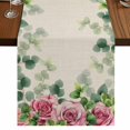 thumbnail image 1 of Table Runners 70 Inches Long Dress Scarves, Spring Pink Roses Farmhouse Coffee/Dining/Kitchen Table Decor, Holiday Table Runner, Pastoral Eucalyptus Leaves Rustic Burlap 13x70 Inch, 1 of 9