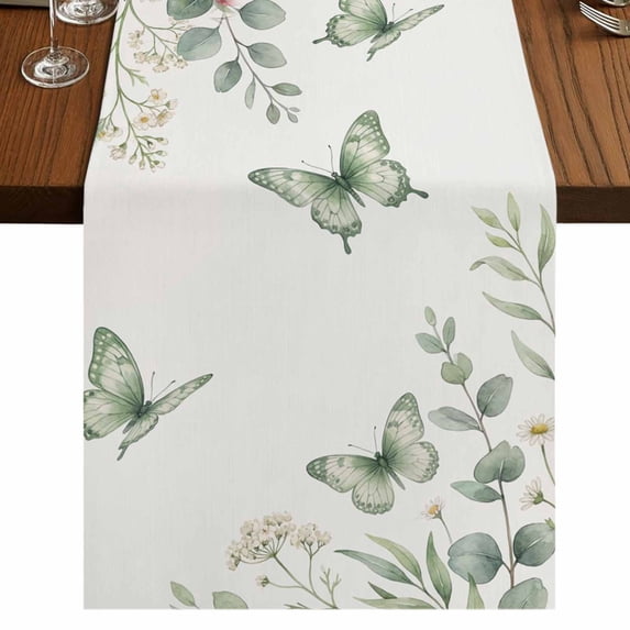 Table Runners 70 Inches Long Dress Scarves, Spring Roses Farmhouse Coffee/Dining/Kitchen Table Decor, Holiday Table Runner, Garden Botanical Leaves Butterflies 13x70 Inch