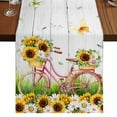 thumbnail image 1 of Table Runners 70 Inches Long Dress Scarves, Spring Sunflowers Farmhouse Coffee/Dining/Kitchen Table Decor, Holiday Table Runner, Country Bicycles Yellow Flowers Wooden 13x70 Inch, 1 of 9