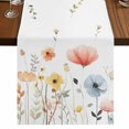 thumbnail image 1 of Table Runners 70 Inches Long Dress Scarves, Spring Wildflowers Farmhouse Coffee/Dining/Kitchen Table Decor, Holiday Table Runner, Watercolor Rustic Flowers Floral Leaves 13x70 Inch, 1 of 9