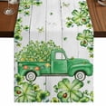 thumbnail image 1 of Table Runners 70 Inches Long Dress Scarves, St. Patrick's Day Farmhouse Coffee/Dining/Kitchen Table Decor, Holiday Table Runner, Green Shamrocks Truck Farmhouse Wood 13x70 Inch, 1 of 9
