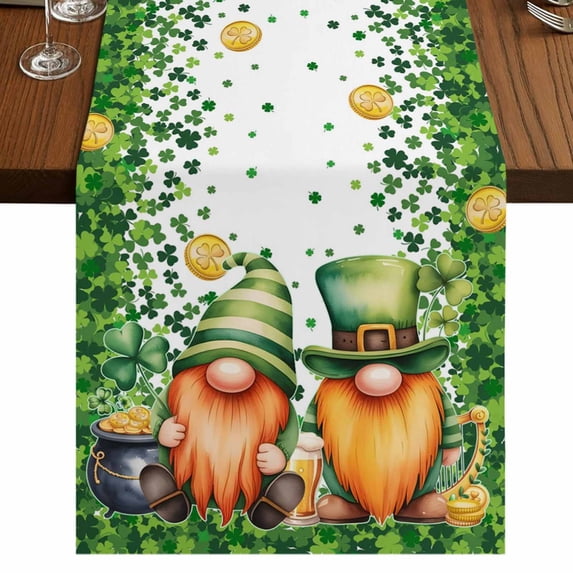 Table Runners 70 Inches Long Dress Scarves, St. Patrick's Day Farmhouse Coffee/Dining/Kitchen Table Decor, Holiday Table Runner, Lucky Shamrocks Harp Beer Spring Plants 13x70 Inch