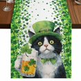 thumbnail image 1 of Table Runners 70 Inches Long Dress Scarves, St. Patrick's Day Farmhouse Coffee/Dining/Kitchen Table Decor, Holiday Table Runner, Spring Cute Cat Beer Green Clovers 13x70 Inch, 1 of 9