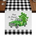 thumbnail image 1 of Table Runners 70 Inches Long Dress Scarves, St. Patrick's Day Farmhouse Coffee/Dining/Kitchen Table Decor, Holiday Table Runner, Spring Three Leaf Grass Truck Black Plaid 13x70 Inch, 1 of 9