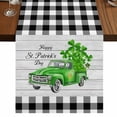 thumbnail image 1 of Table Runners 70 Inches Long Dress Scarves, St. Patrick's Day Farmhouse Coffee/Dining/Kitchen Table Decor, Holiday Table Runner, Spring Three Leaf Grass Truck Wood Plaid 13x70 Inch, 1 of 9