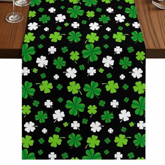 Table Runners 70 Inches Long Dress Scarves, St Patricks Day Farmhouse Coffee/Dining/Kitchen Table Decor, Holiday Table Runner, Spring Farmhouse Country Green Shamrock 13x70 Inch