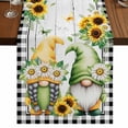 thumbnail image 1 of Table Runners 70 Inches Long Dress Scarves, Sunflower Gnomes Farmhouse Coffee/Dining/Kitchen Table Decor, Holiday Table Runner, Spring Farmhouse Daisy Leaf Wooden Grain 13x70 Inch, 1 of 9