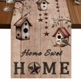 thumbnail image 1 of Table Runners 70 Inches Long Dress Scarves, Sweet Home Farmhouse Coffee/Dining/Kitchen Table Decor, Holiday Table Runner, Western Stars Bird Houses Brown Wooden Grain 13x70 Inch, 1 of 9