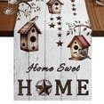 thumbnail image 1 of Table Runners 70 Inches Long Dress Scarves, Sweet Home Farmhouse Coffee/Dining/Kitchen Table Decor, Holiday Table Runner, Western Stars Bird Houses White Wood Plank 13x70 Inch, 1 of 9