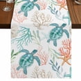 thumbnail image 1 of Table Runners 70 Inches Long Dress Scarves, Teal Red Coastal Farmhouse Coffee/Dining/Kitchen Table Decor, Holiday Table Runner, Beach Nautical Sea Turtle Coral Starfish 13x70 Inch, 1 of 9
