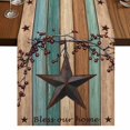 thumbnail image 1 of Table Runners 70 Inches Long Dress Scarves, Texas Star Vintage Farmhouse Coffee/Dining/Kitchen Table Decor, Holiday Table Runner, Berry Turquoise Green Brown Wooden 13x70 Inch, 1 of 9