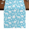 thumbnail image 1 of Table Runners 70 Inches Long Dress Scarves, Tropical Plants Farmhouse Coffee/Dining/Kitchen Table Decor, Holiday Table Runner, Summer Modern Abstract Camels Sky Blue 13x70 Inch, 1 of 9