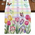thumbnail image 1 of Table Runners 70 Inches Long Dress Scarves, Tulips Spring Floral Farmhouse Coffee/Dining/Kitchen Table Decor, Holiday Table Runner, Flowers Butterfly Plaid Pastoral 13x70 Inch, 1 of 9
