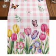 thumbnail image 1 of Table Runners 70 Inches Long Dress Scarves, Tulips Spring Floral Farmhouse Coffee/Dining/Kitchen Table Decor, Holiday Table Runner, Pink Plaid Flowers Butterfly Pastoral 13x70 Inch, 1 of 9