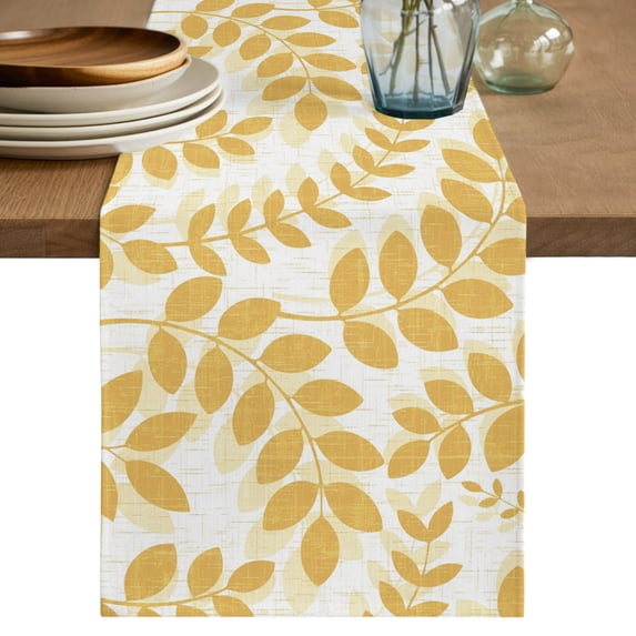 Table Runners 70 Inches Long Dress Scarves, Turmeric Yellow Leaves Farmhouse Coffee/Dining/Kitchen Table Decor, Holiday Table Runner, Summer Farmhouse Botanical Boho Branch 13x70 Inch