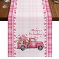 thumbnail image 1 of Table Runners 70 Inches Long Dress Scarves, Valentine's Day Farmhouse Coffee/Dining/Kitchen Table Decor, Holiday Table Runner, Pink Love Hearts Car Romantic Checked 13x70 Inch, 1 of 9
