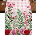 thumbnail image 1 of Table Runners 70 Inches Long Dress Scarves, Valentine's Day Farmhouse Coffee/Dining/Kitchen Table Decor, Holiday Table Runner, Pink Red Roses Love Heart Eucalyptus Plaid 13x70 Inch, 1 of 9