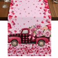 thumbnail image 1 of Table Runners 70 Inches Long Dress Scarves, Valentine's Day Farmhouse Coffee/Dining/Kitchen Table Decor, Holiday Table Runner, Romantic Love Roses Truck Ombre Pink 13x70 Inch, 1 of 9