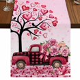thumbnail image 1 of Table Runners 70 Inches Long Dress Scarves, Valentine's Day Farmhouse Coffee/Dining/Kitchen Table Decor, Holiday Table Runner, Romantic Love Tree Branch Truck Roses Ombre Pink 13x70 Inch, 1 of 9