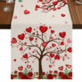 thumbnail image 1 of Table Runners 70 Inches Long Dress Scarves, Valentine's Day Farmhouse Coffee/Dining/Kitchen Table Decor, Holiday Table Runner, Romantic Love Trees Red Roses Beige 13x70 Inch, 1 of 9